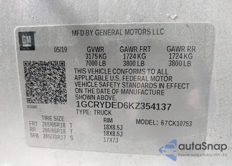 2019 Chevrolet Silverado 1500 Lt from USA, damaged, VIN 1GCRYDED6KZ354137